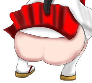 2次元巫女さんJD和式トイレ覗き見バックショット!剥き尻妄想録