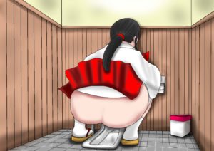 2次元 巫女さんJDのうんこトイレお尻むき出し編!