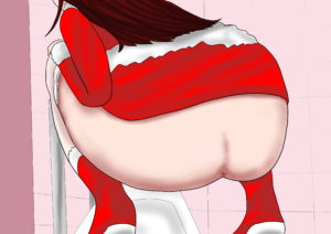 2次元キャラトイレ覗き見!サンタJDがメリークソしますw